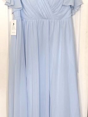 Light Blue Maxi Dress NWT Floor Length Empire Waist Chiffon w/ Sash Formal